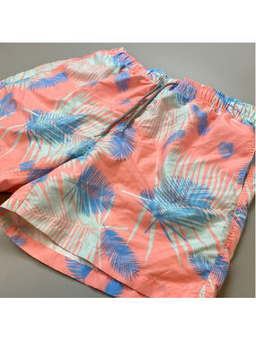 Boardies Swim Trunks Mens XL Pink Blue Palm Coastal Beach California Preppy